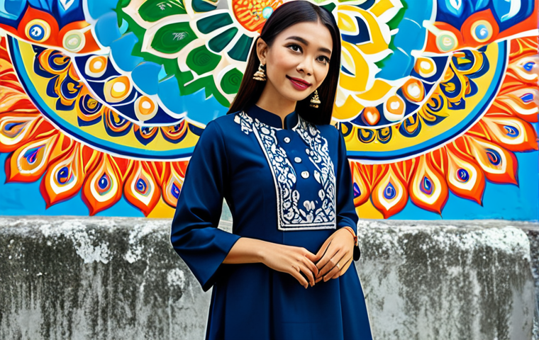 Modern Malaysian Fashion Influencer**

A professional female fashion influencer, fully clothed in a modern, modest baju kurung (Malaysian traditional dress), standing in front of a vibrant mural art piece in Georgetown, Penang. Natural lighting, perfect anatomy, well-formed hands, appropriate attire, safe for work, modest, family-friendly, high resolution.

**